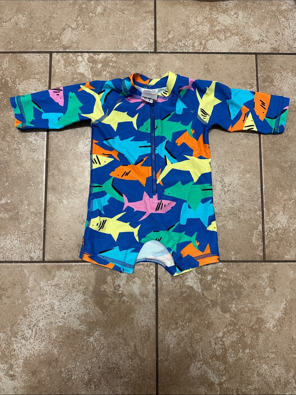 Hanna Andersson 0-3 M Multi-Color Shark Zip Front Rashguard